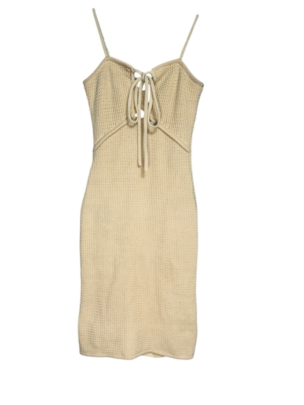 House of Harlow 1960 Cream Knit Midi Dress Sz SM Keyhole Sleeveless Boho